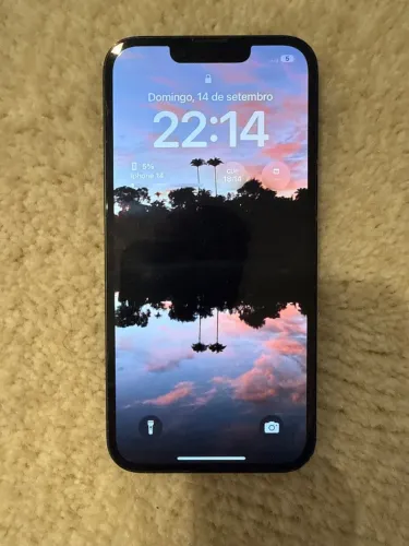 iPhone 14 256GB Preto funcionando - Usado - Traseira Quebrada - Bateria 73%