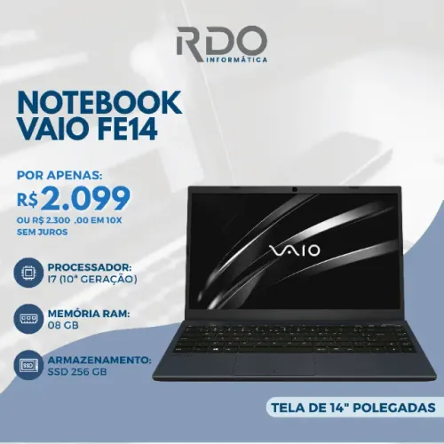 Notebook VAIO FE14 i7 10ª Geração SSD 256GB, 8GB RAM -  Alto desempenho