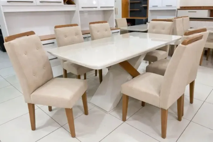 Mesa de jantar 6 lugares luxuosa a pronta entrega