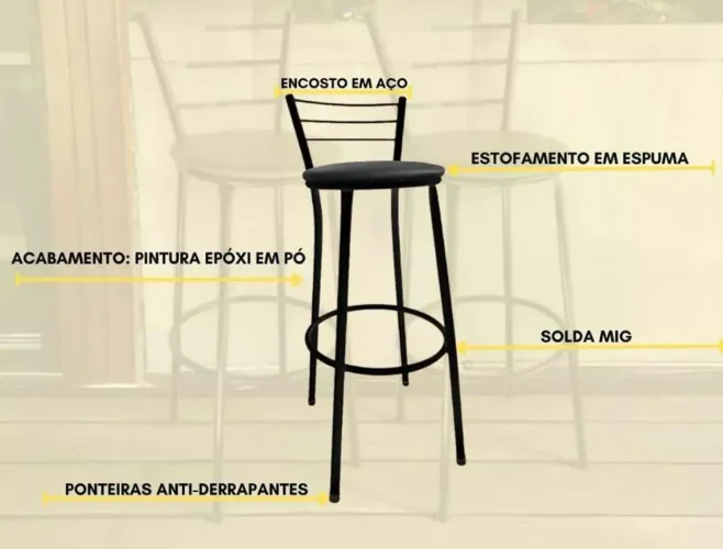 Banqueta alta de metal