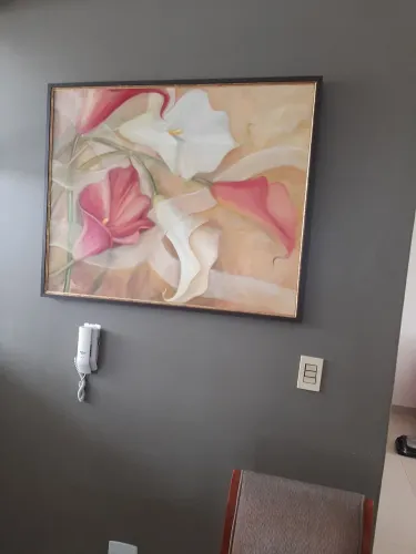Pintura a oleo sobre tela abstrato com moldura original da artista plastica