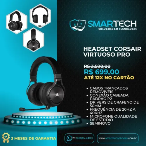 Headset Gamer Corsair Virtuoso Pro (3 Meses Garantia)