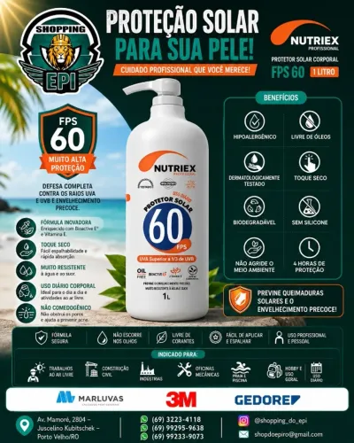 Protetor Solar Nutriex Profissional FPS 60
