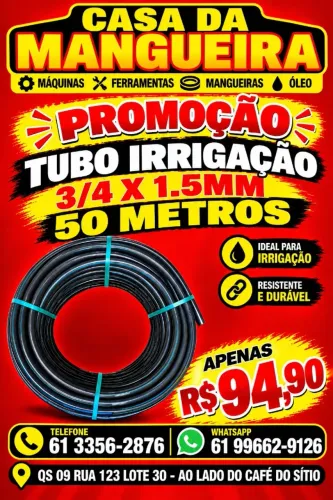 TUBO IRRIGAÇÃO 3/4 X 1,5 PRETO-50MTS INDEX