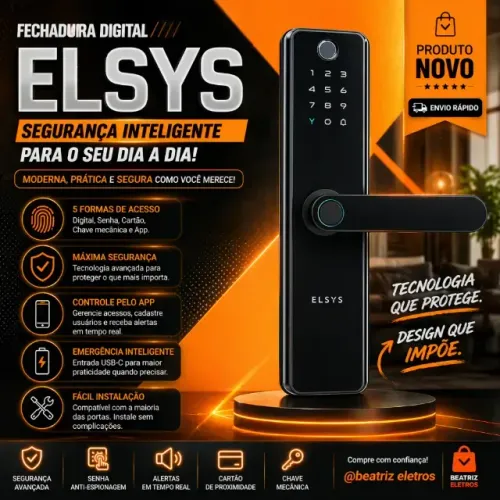 Fechadura Digital De Embutir Com Camera Wi-fi E Abertura Biometrica Preta