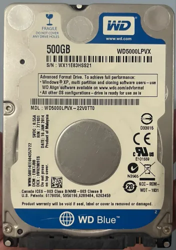 HD Notebook 500GB WD Blue SATA 2,5? Original - Western Digital