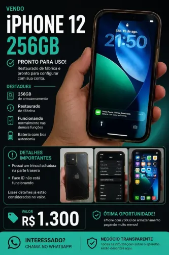 IPhone 12 256GB - R$1.000,00