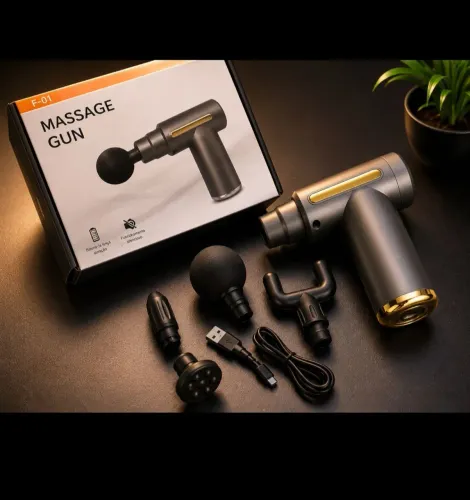 Massageador Muscular Portátil Massage Gun F-01 com Acessórios