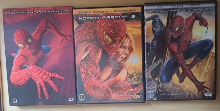 3 DVDs duplos originais Homem Aranha de Sam Raimi com Tobey McGuire