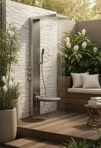 COLUNA DE BANHO CHROMA INOX - HIDRO, CROMOTERAPIA BANCO.
