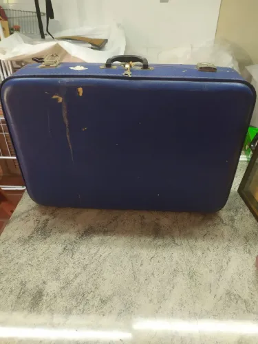 Mala antiga vintage de viagem cor azul