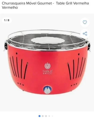 Churrasqueira Móvel Gourmet - Table Grill Vermelha