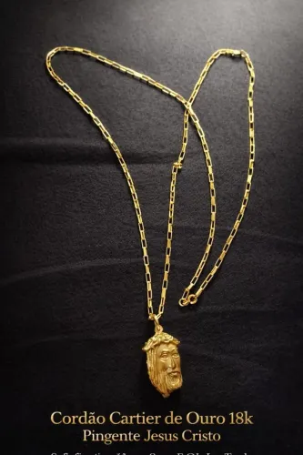 CORDÃO DE OURO 18K, CARTIE = PINGENTE JESUS CRISTO