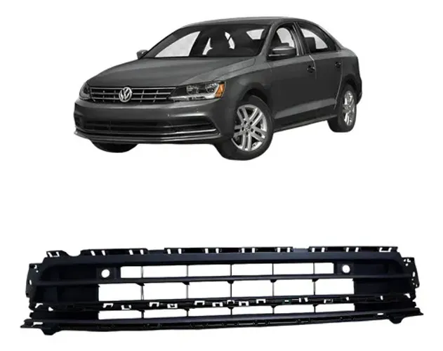 Grade Parachoque Dianteiro Jetta 2015 2018 Com Furo Sensor Preto Fosco