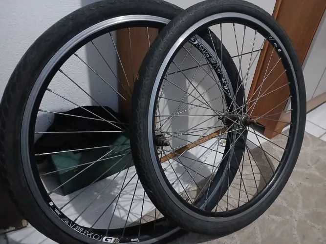 Par de rodas completas aro26 folha a ero radiação inox ligar pra * 