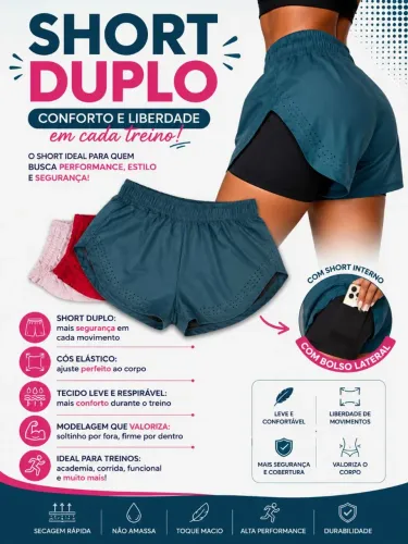 Shorts duplo de academia