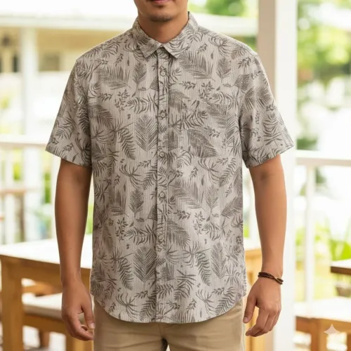 Camisa bege tropical M