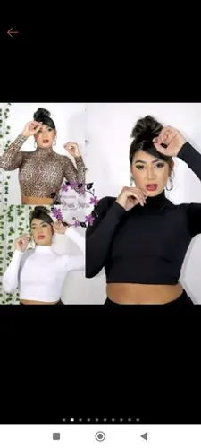 Cropped gola com manga longa Tam único veste p/m