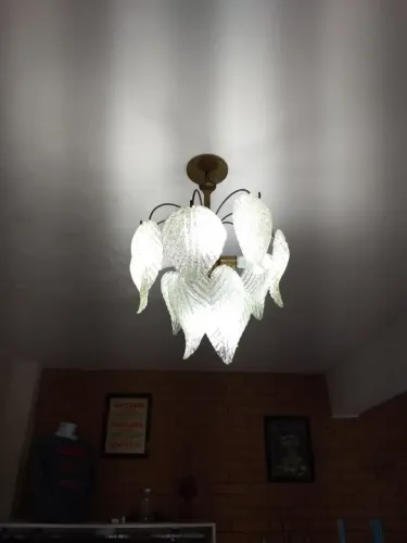 Lustre Antigo Dourado Pétalas De Vidro, Envio Brasil