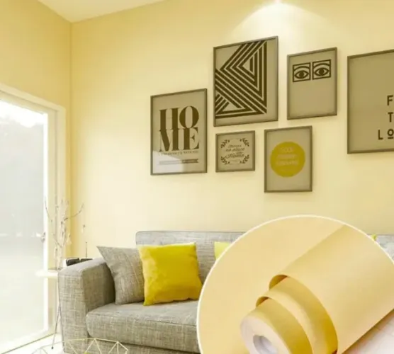 papel de parede 45cmx5m decorativo interponte pvc hd69990 amarelo pastel
