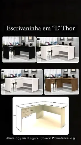 Escrivaninha L com 2x gavetas nova montagem grátis valor 499,00