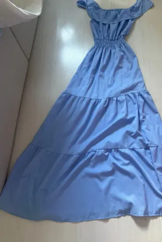 Vestido longo azul claro