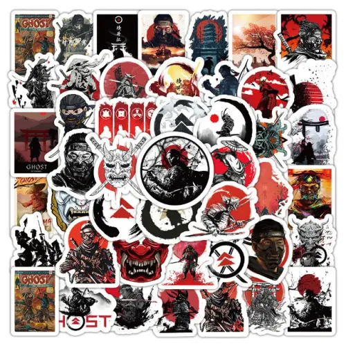 Kit 52 Adesivos de Ghost of Tsushima - Autocolantes Pcs Peças Unidades Game Jin Sakai