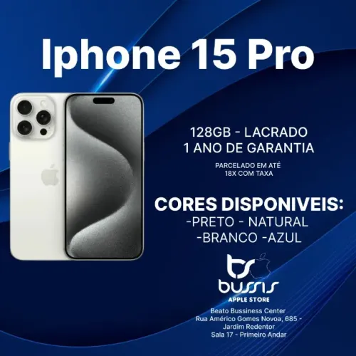 Iphone 15 Pro 128 Gb Branco | Lacrado Novo | Loja Fisica