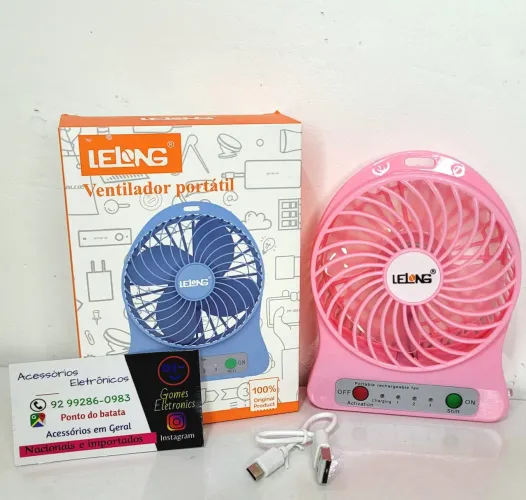 Mini ventilador de mão - mesa- portátil recarregável USB pra make maquiagem - loja fisica