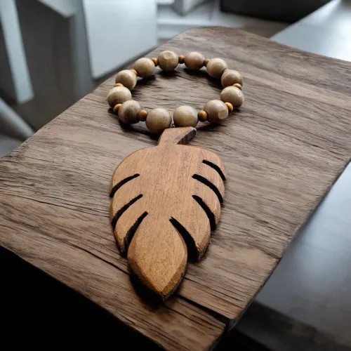 Colar e Enfeite de mesa em madeira para jarro parede rústico entalhado a mão