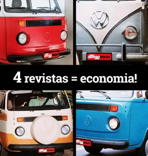 Kit 4 revistas Quatro Rodas com Kombi - histórias da corujinha, picape, etc.