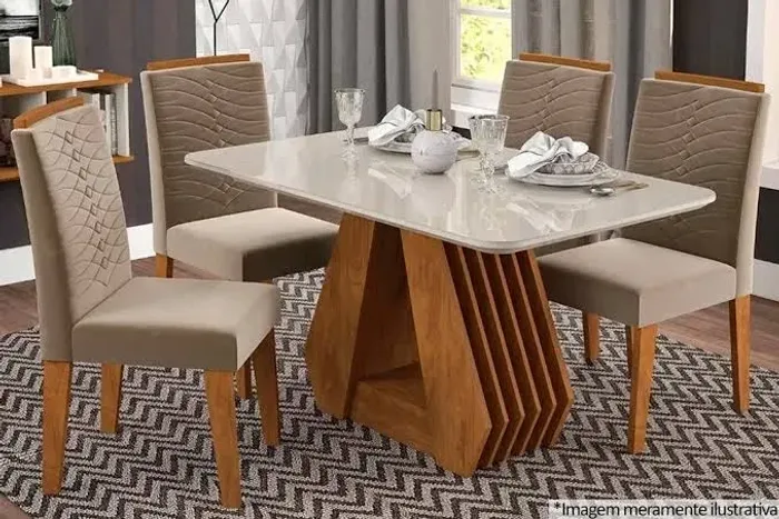 Mesa 4 cadeiras 130x80 Agata luxo / FRETE GRATIS - ENTREGA HOJEEE !! 