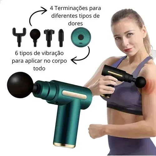 Pistola Massageador Elétrico Massagem Gun® Recarregável / 6 VELOCIDADES