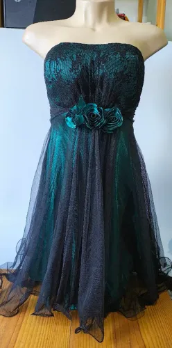 Vestido de festa verde e preto