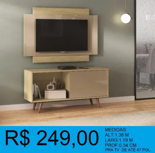 Rack + painel para tv de ate 50 POL - Entrega e montagem GRATIS
