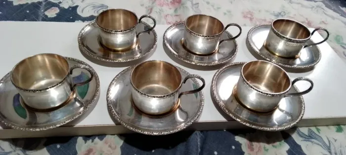 IBRECHÓ - CONJUNTO DE 6 SUPORTES PARA XICARAS EM PRATA 90 AUREA