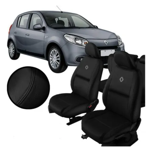 CAPA BANCO CURVIN COURO-INTEIRA- RENAULT LOGAN/SANDERO 2016 A 2018  GRAFITE- GTR 
