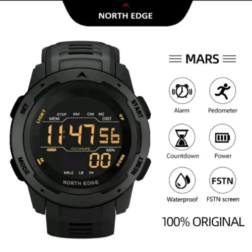 NORTH EDGE MARS - Relógio Digital Multifunções Esportivo/Casual  com contador de Passos