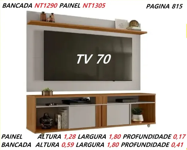 Rack com painel para 70 polegadas 