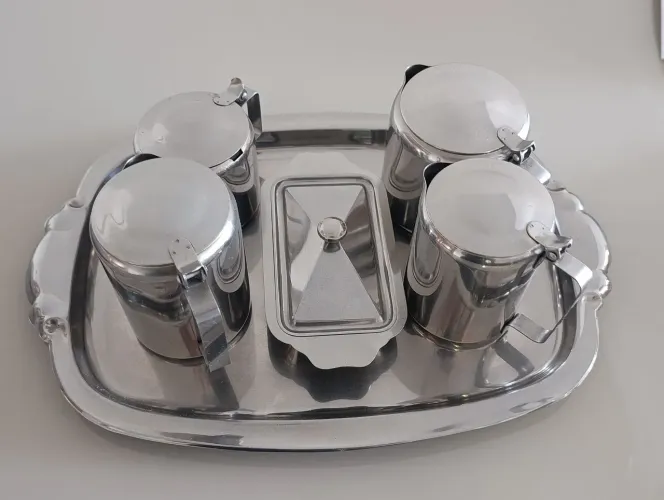 Jogo para Chá e Café aço Inox 7 peças impecável 