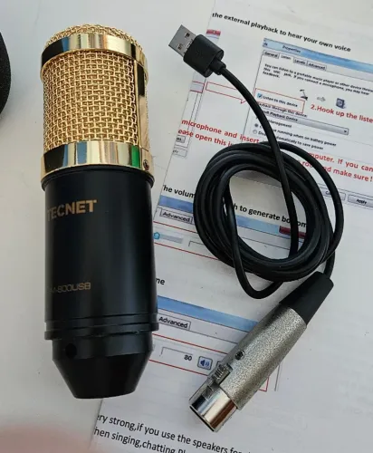 Microfone marca TECNET modelo BM-800USB ótimo para PodCast conexão USB Fotos originais
