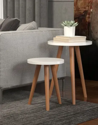Mesa Mesinha Retrô Redonda Pé Palito Apoio Lateral Sala Decoração Canto de Sofá