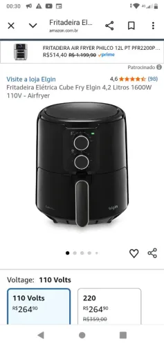Air fryer nova lacrada 4,2 litros 