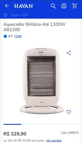   Aquecedor Britânia lacrado 