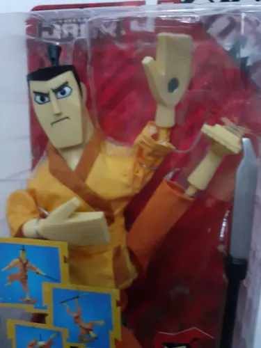 Figura Samurai Jack Kimono Laranja Com Pés E Mãos Magnéticas