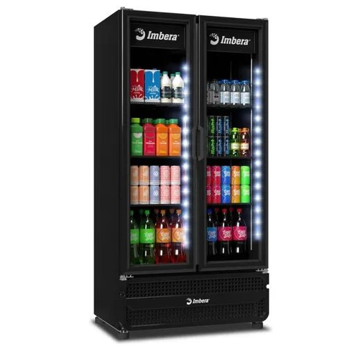Visa cooler expositor auto serviço 2 portas Bebidas full black Imbera - Marcos