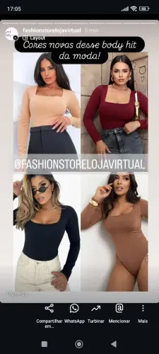 Body de manga longa com decote quadrado- Moda feminina