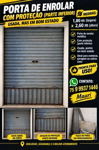 Porta de mola usada ,completa bom estado, com proteção , para comércio garagem