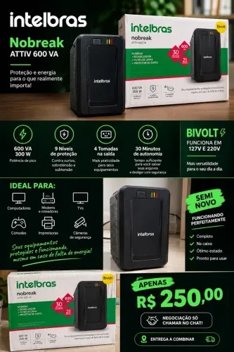 Título: Nobreak Intelbras ATTIV 600VA Bivolt | R$ 250