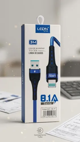 cabo de dados e carregamento leon gts 3 metros tecido reforçado 5081-3m-ip